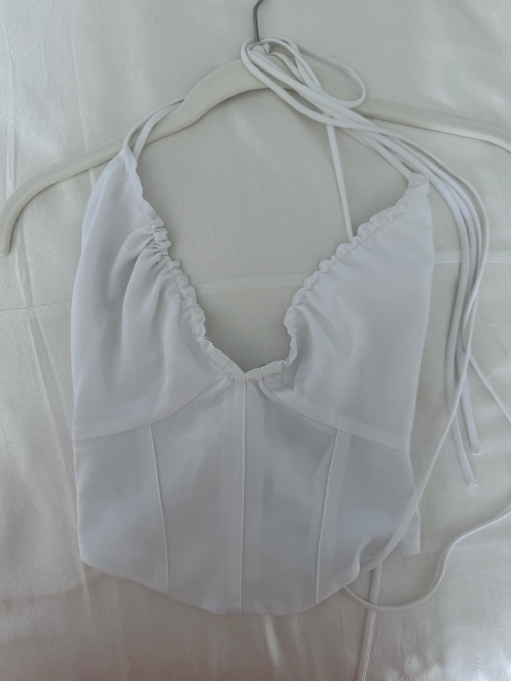 House of CB White Lace Up Halter Corset Top NWT